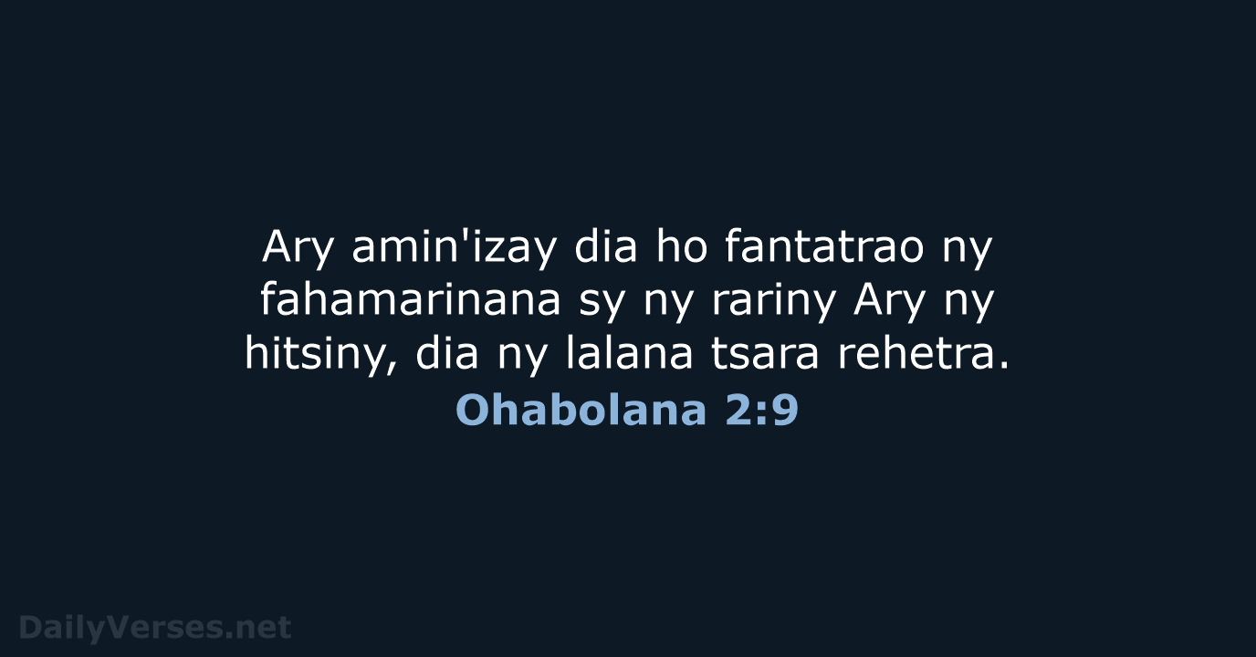 Ohabolana 2:9 - MG1865
