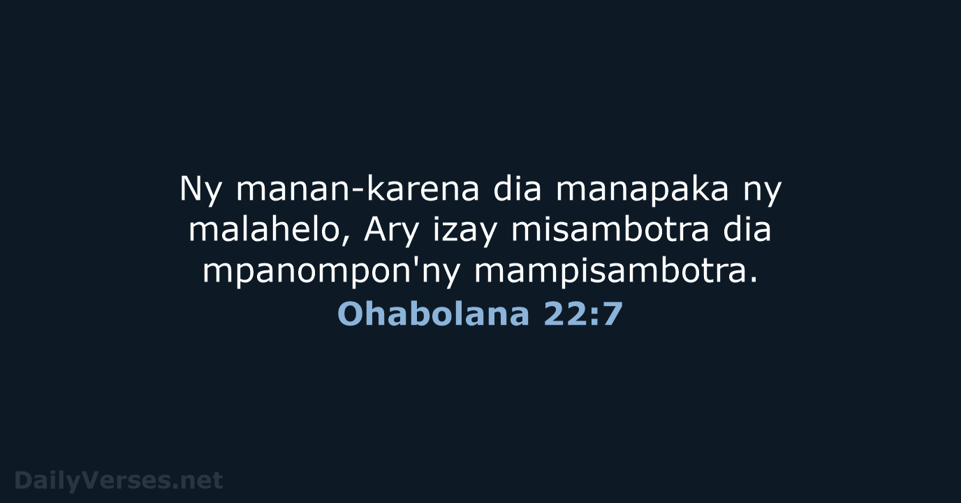 Ohabolana 22:7 - MG1865