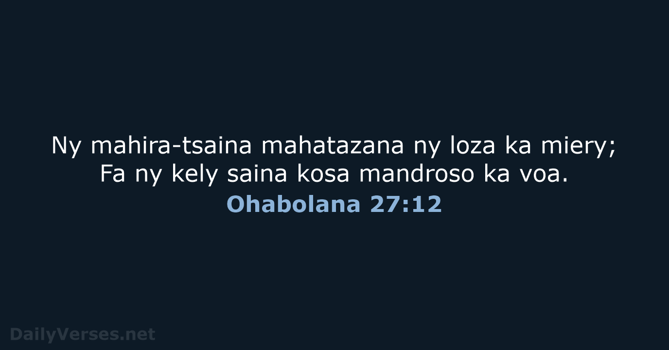 Ohabolana 27:12 - MG1865