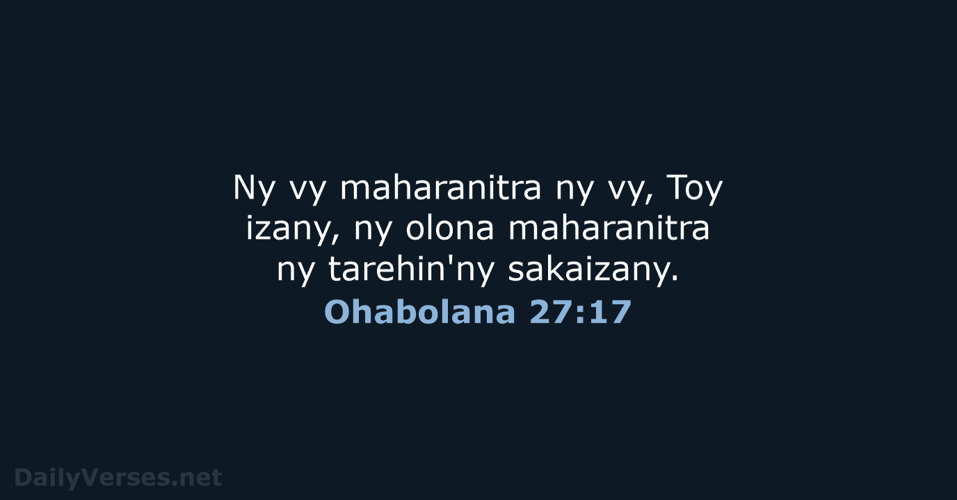 Ohabolana 27:17 - MG1865