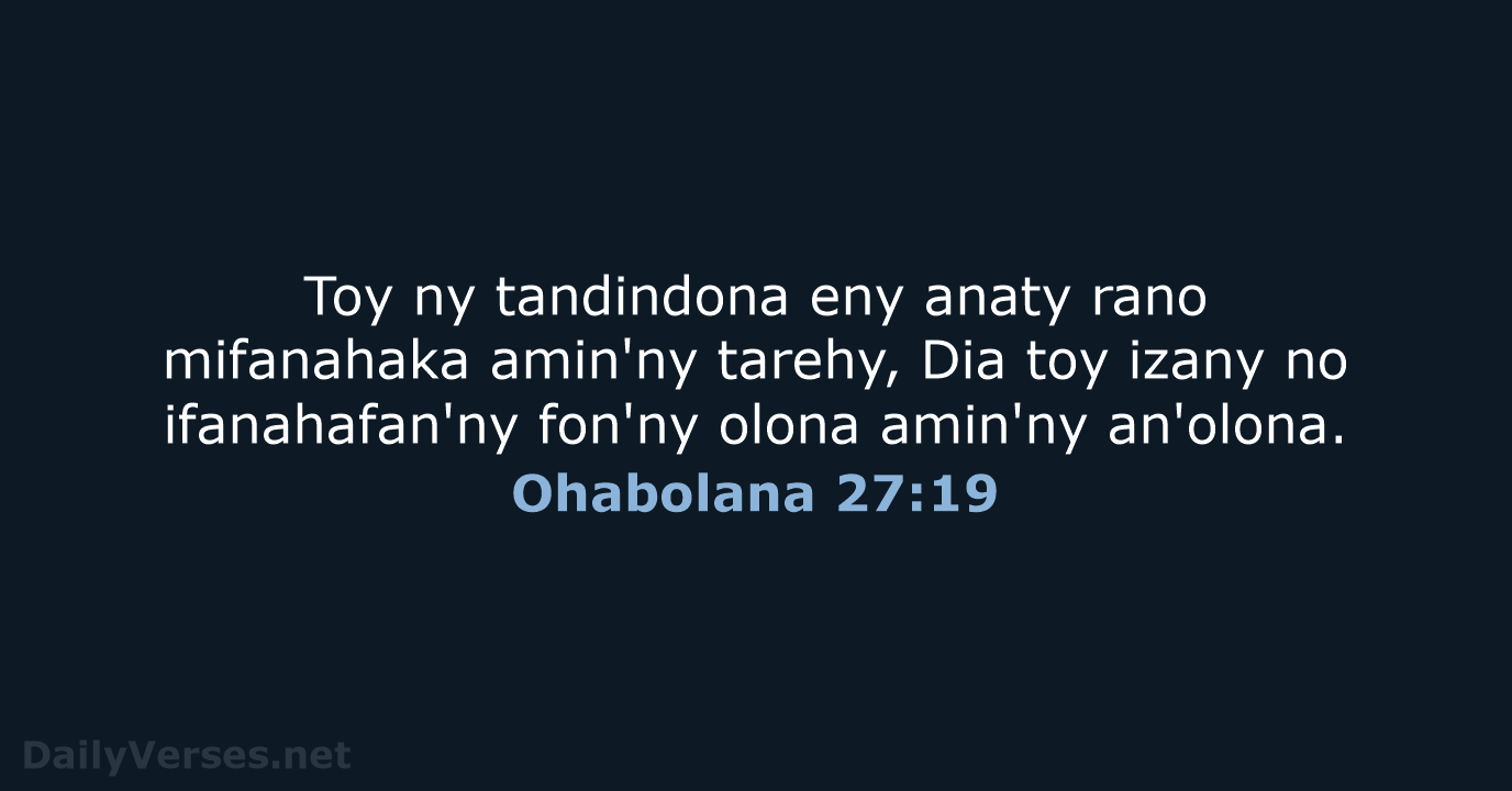 Ohabolana 27:19 - MG1865