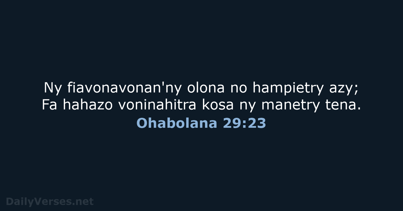 Ohabolana 29:23 - MG1865