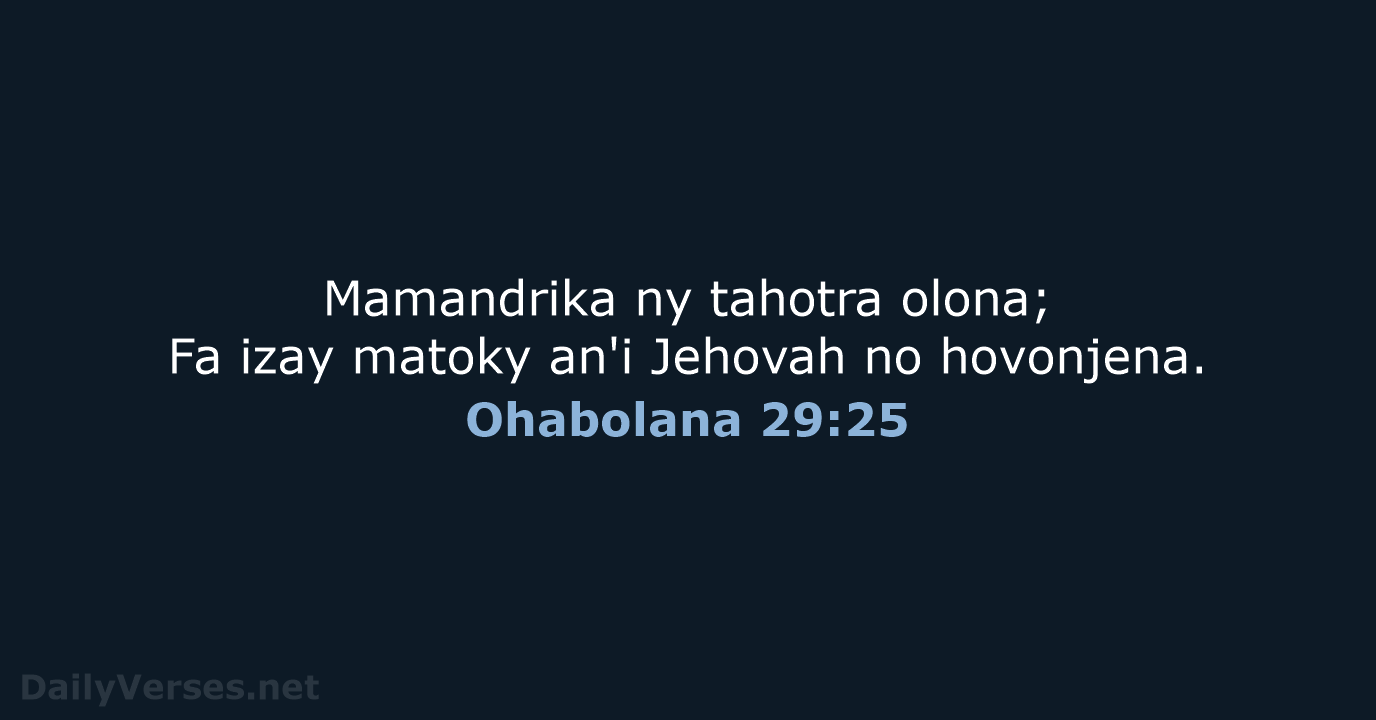 Ohabolana 29:25 - MG1865