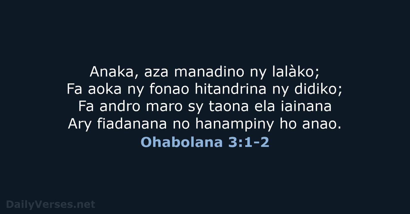Ohabolana 3:1-2 - MG1865