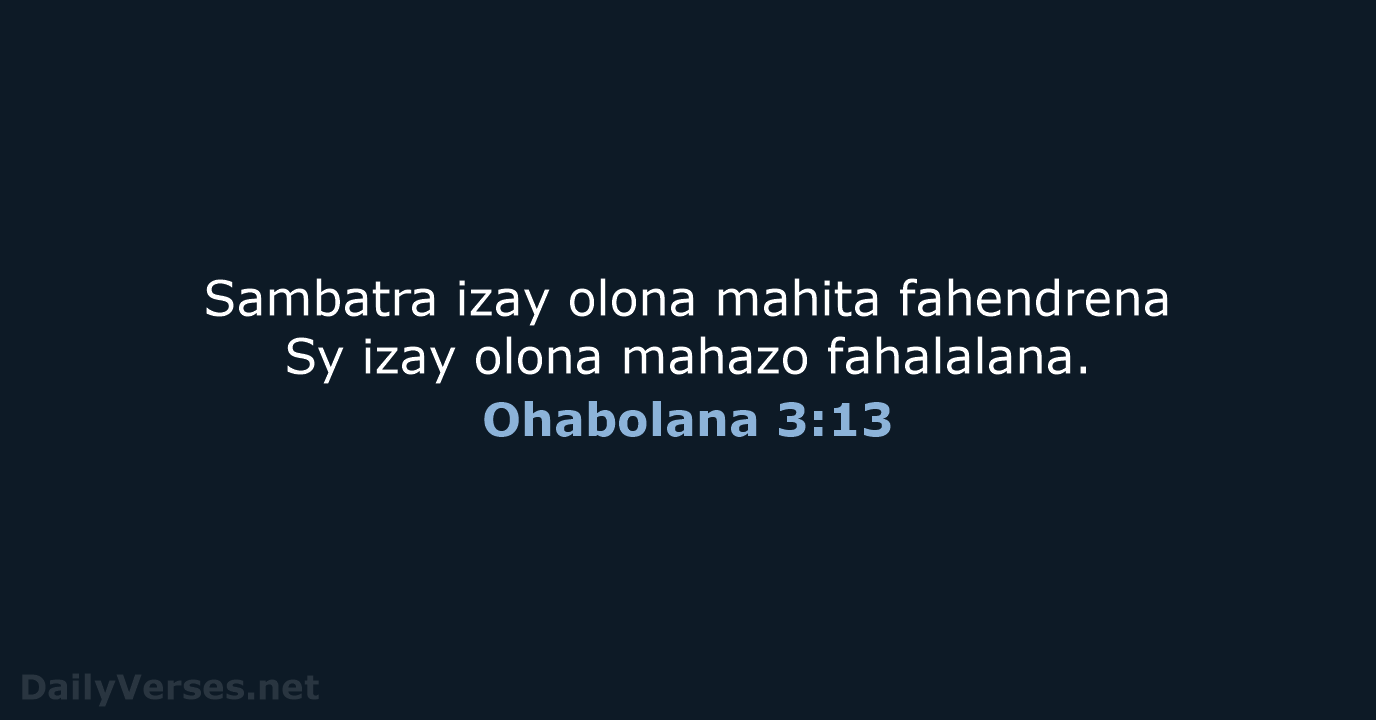 Ohabolana 3:13 - MG1865