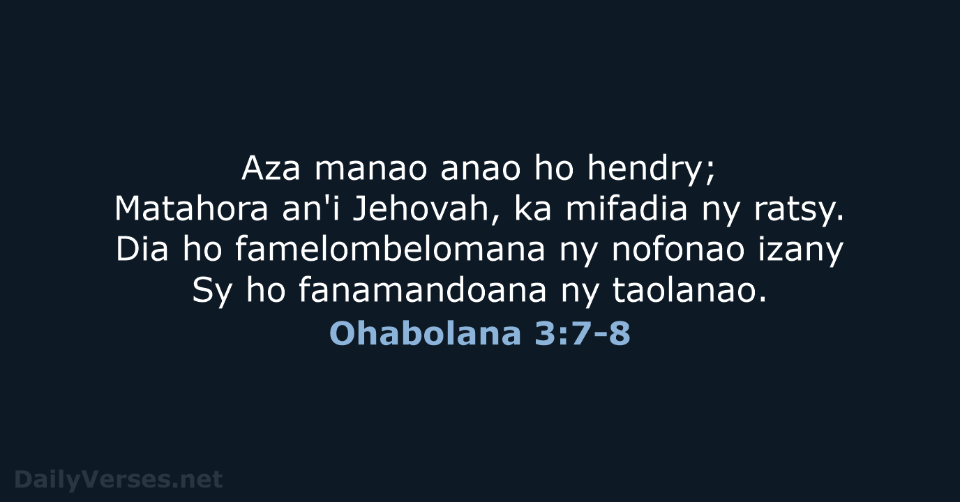 Ohabolana 3:7-8 - MG1865