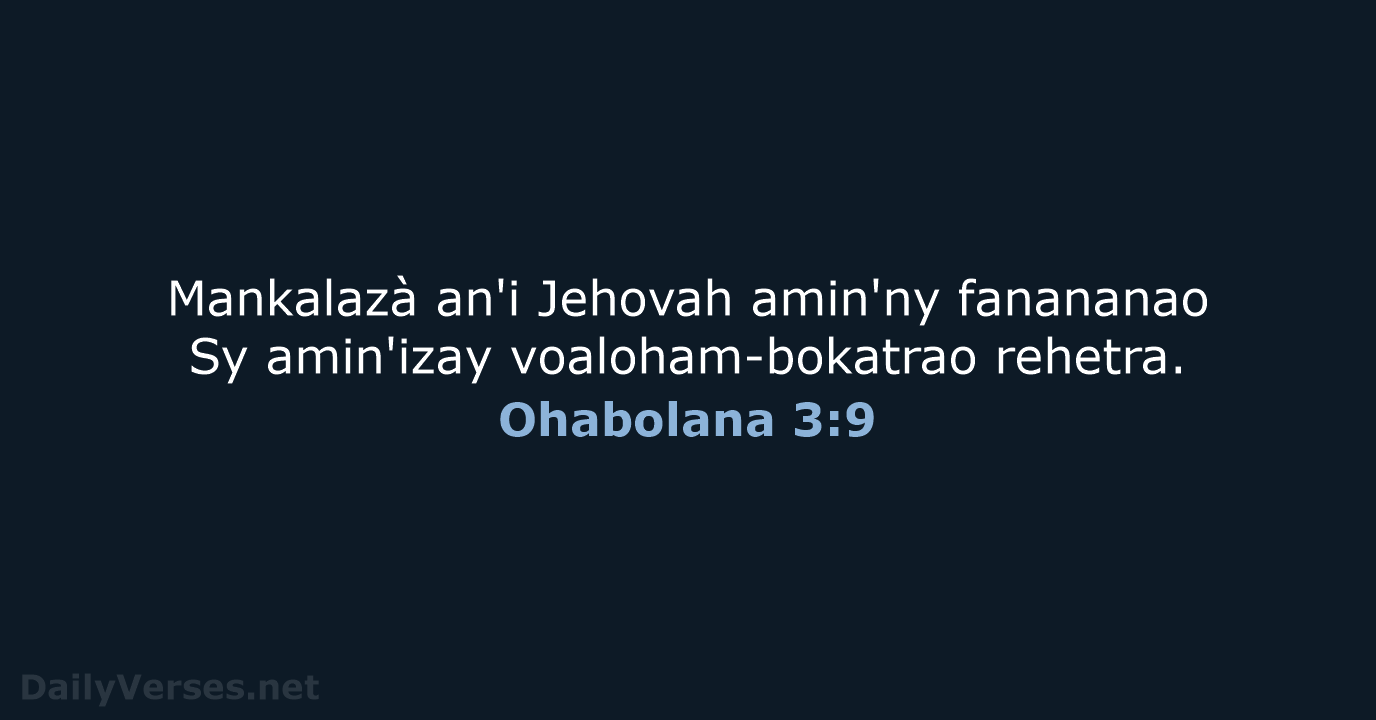 Ohabolana 3:9 - MG1865