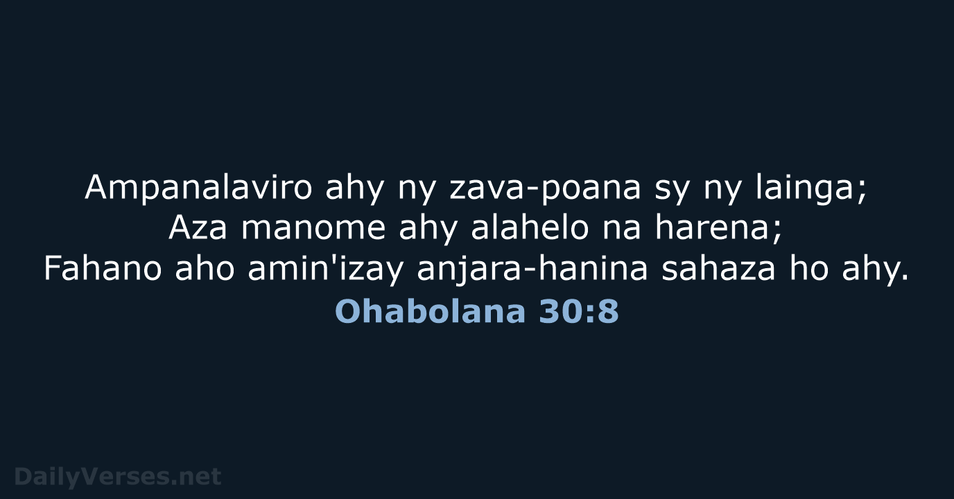 Ohabolana 30:8 - MG1865