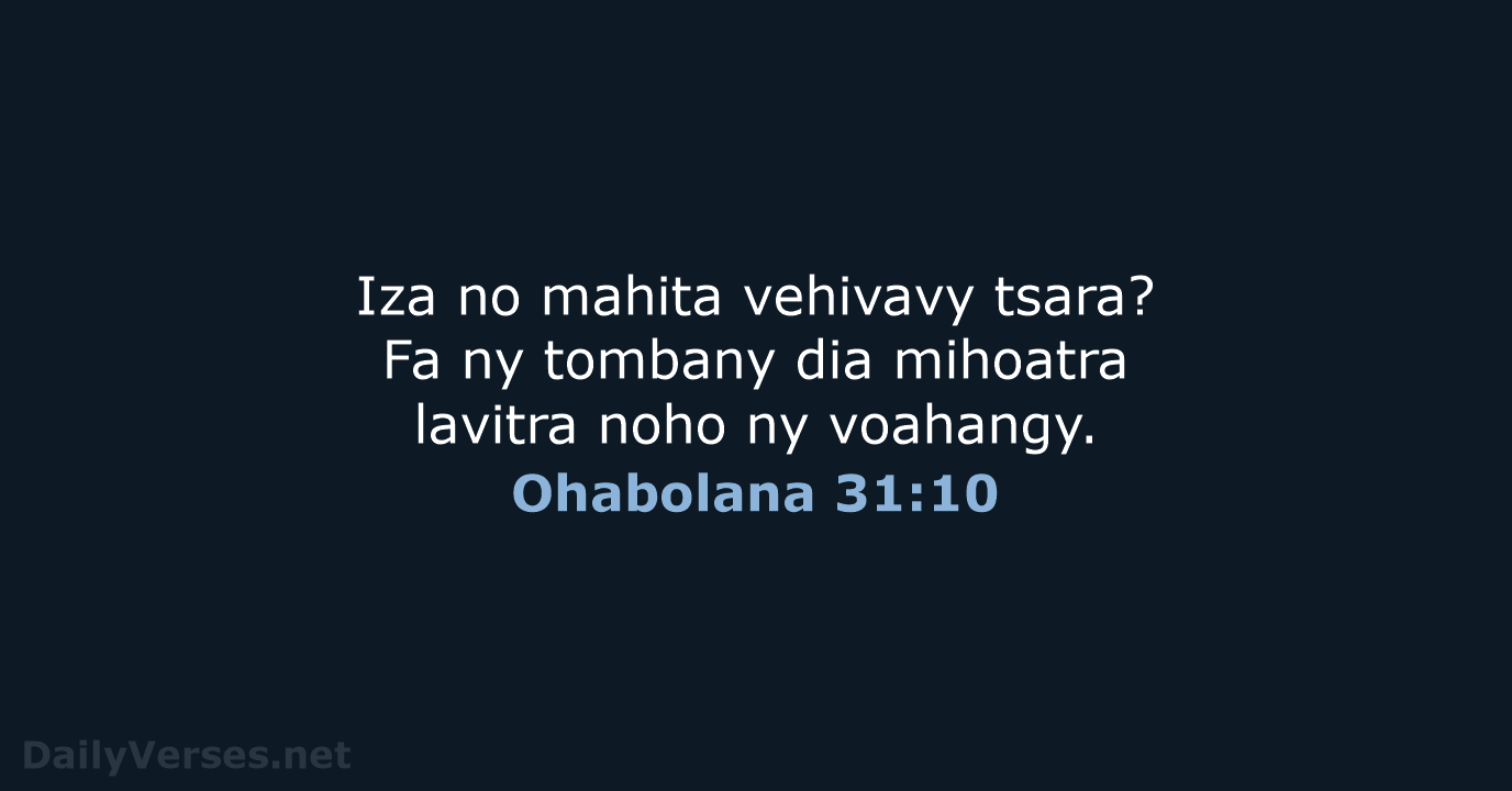 Ohabolana 31:10 - MG1865