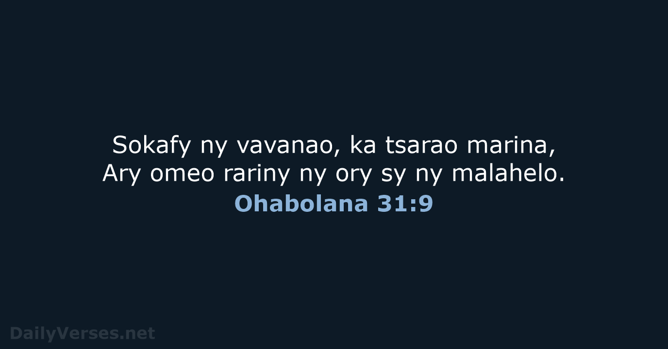 Ohabolana 31:9 - MG1865