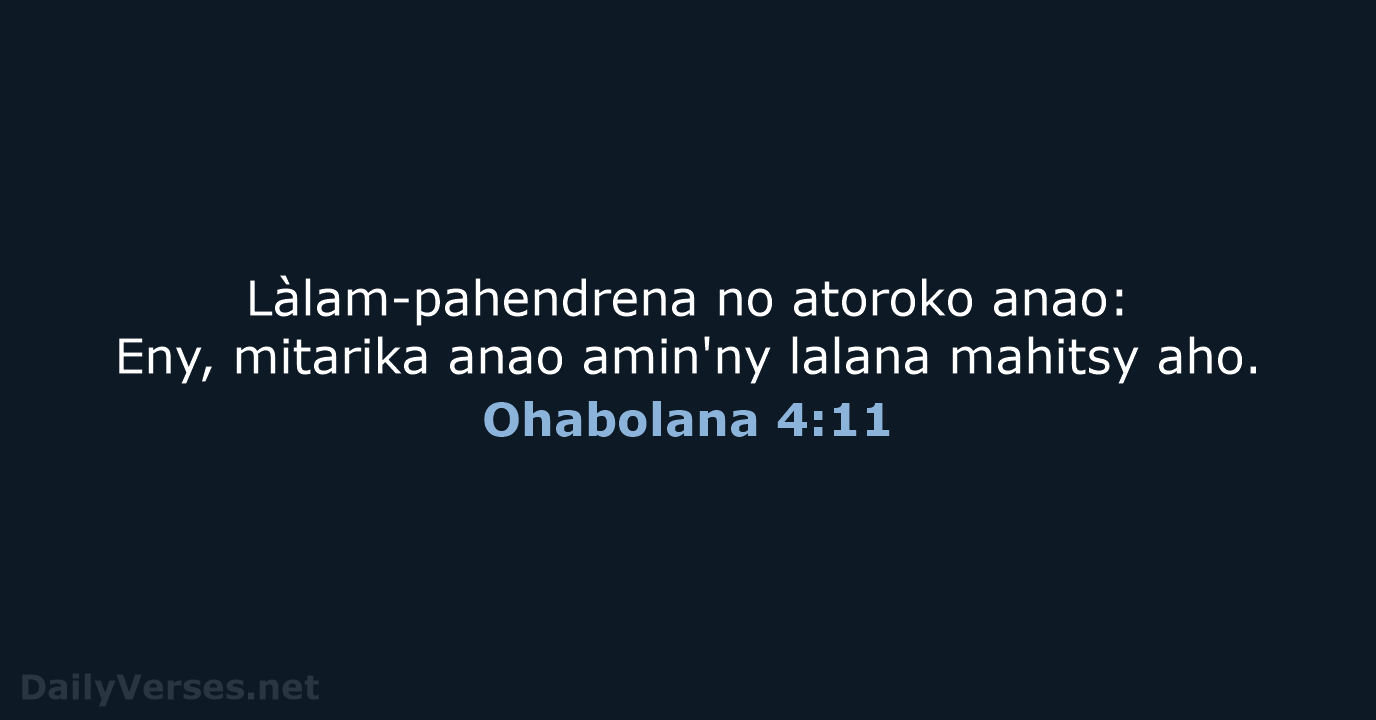 Ohabolana 4:11 - MG1865