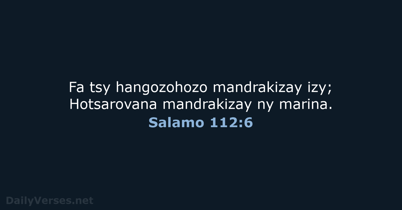 Salamo 112:6 - MG1865