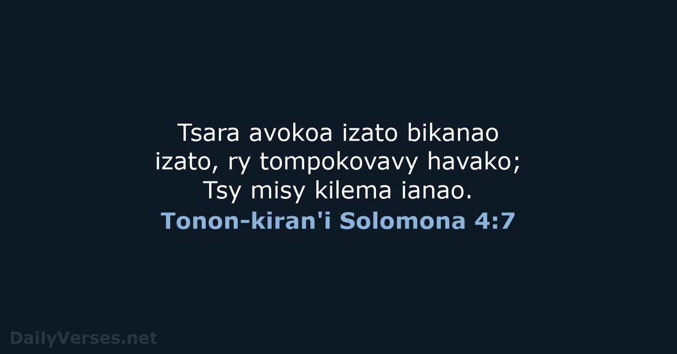 Tonon-kiran'i Solomona 4:7 - MG1865