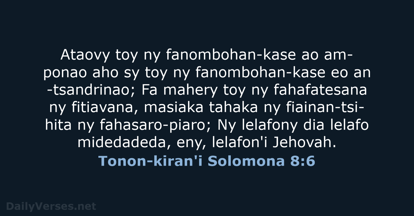 Tonon-kiran'i Solomona 8:6 - MG1865