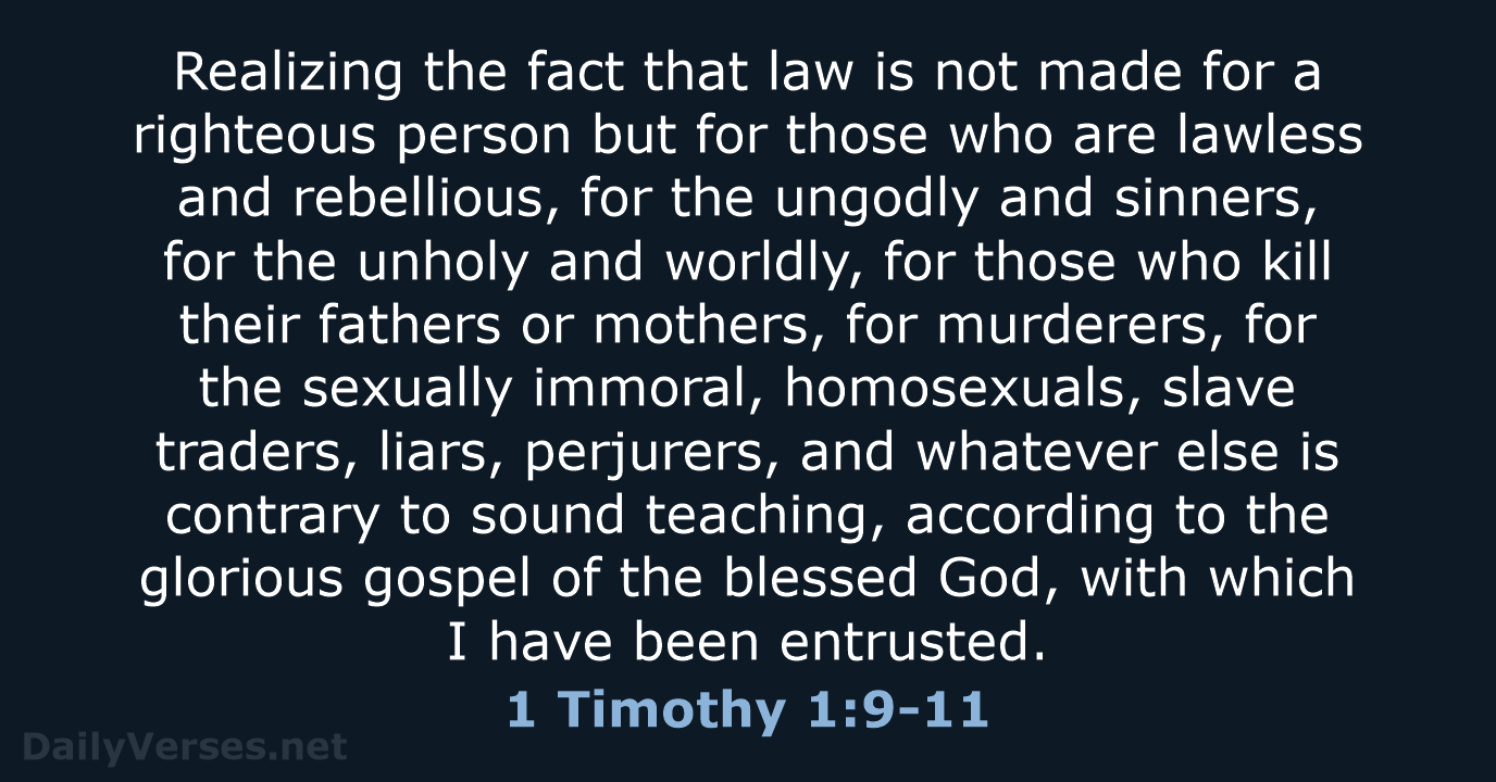 1 Timothy 1:9-11 - NASB