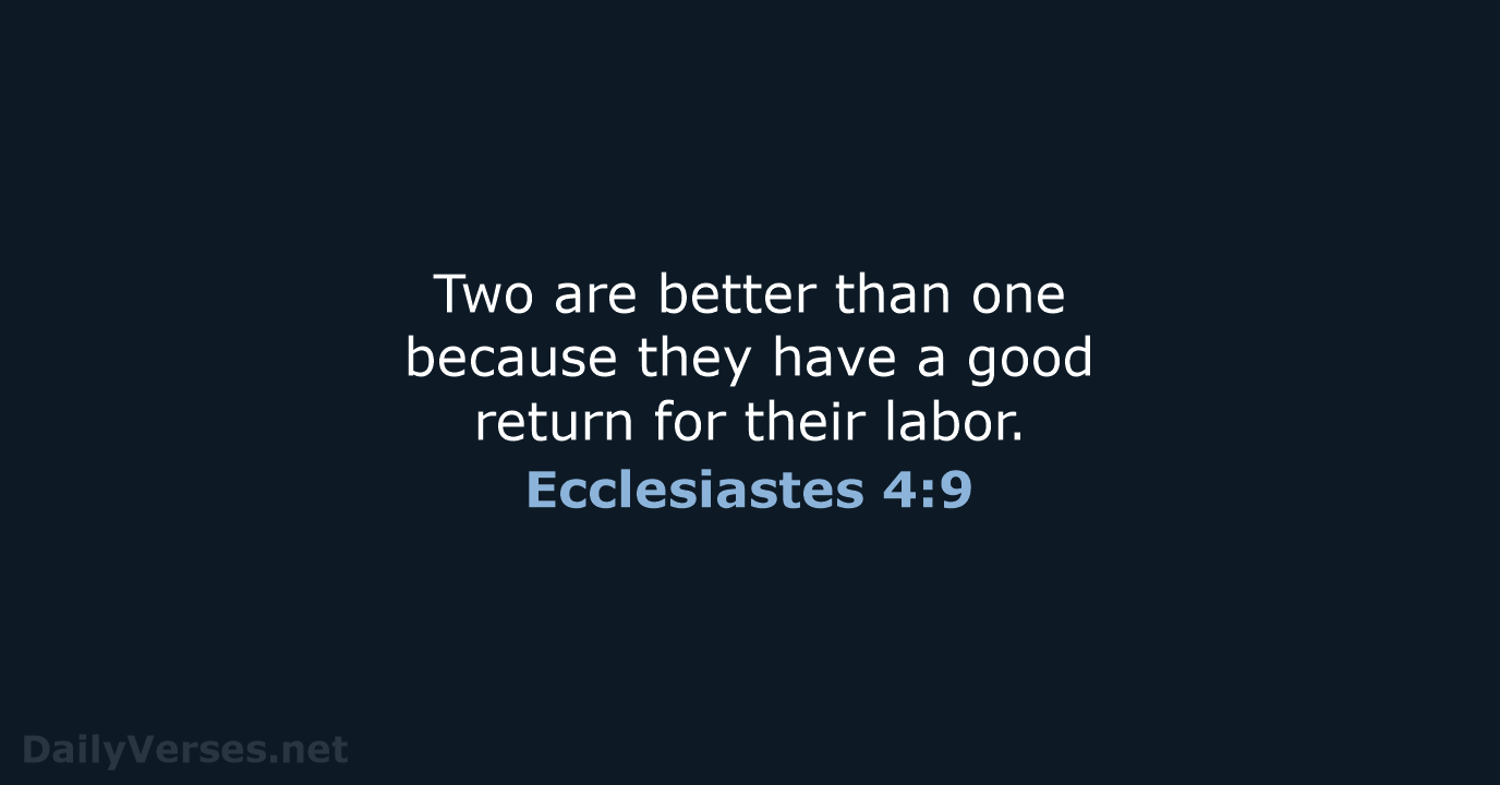 Ecclesiastes 4:9 - NASB