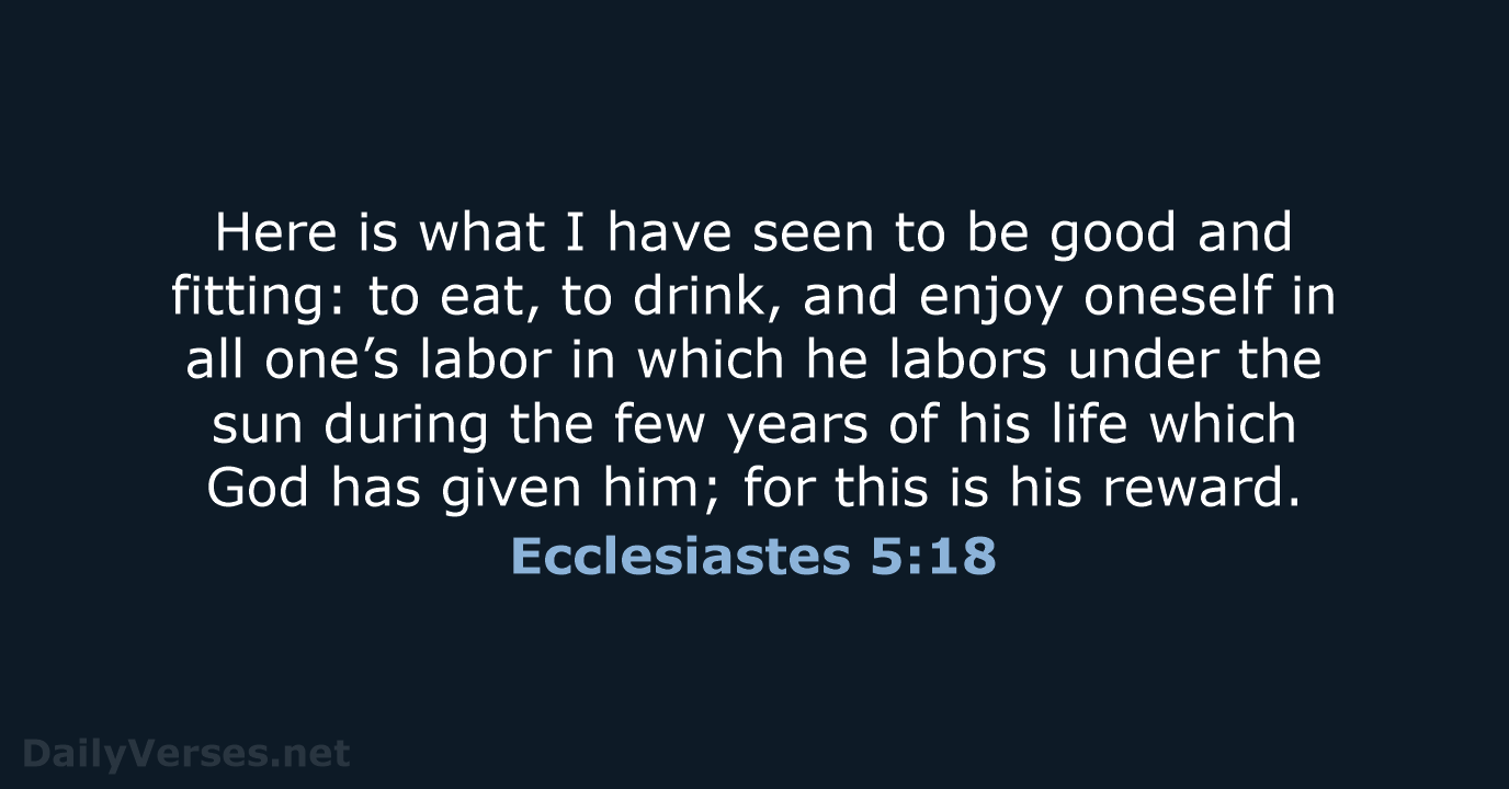 Ecclesiastes 5:18 - NASB