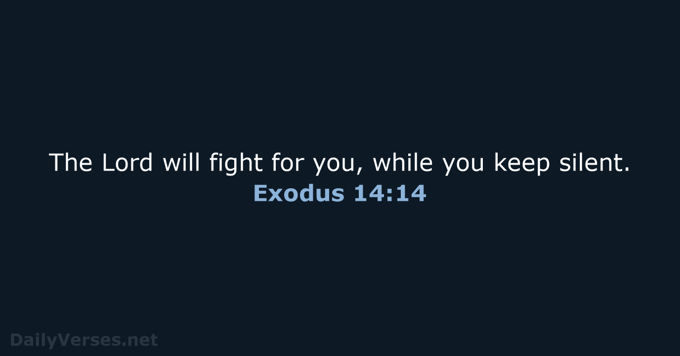 The Lord will fight for you, while you keep silent. Exodus 14:14