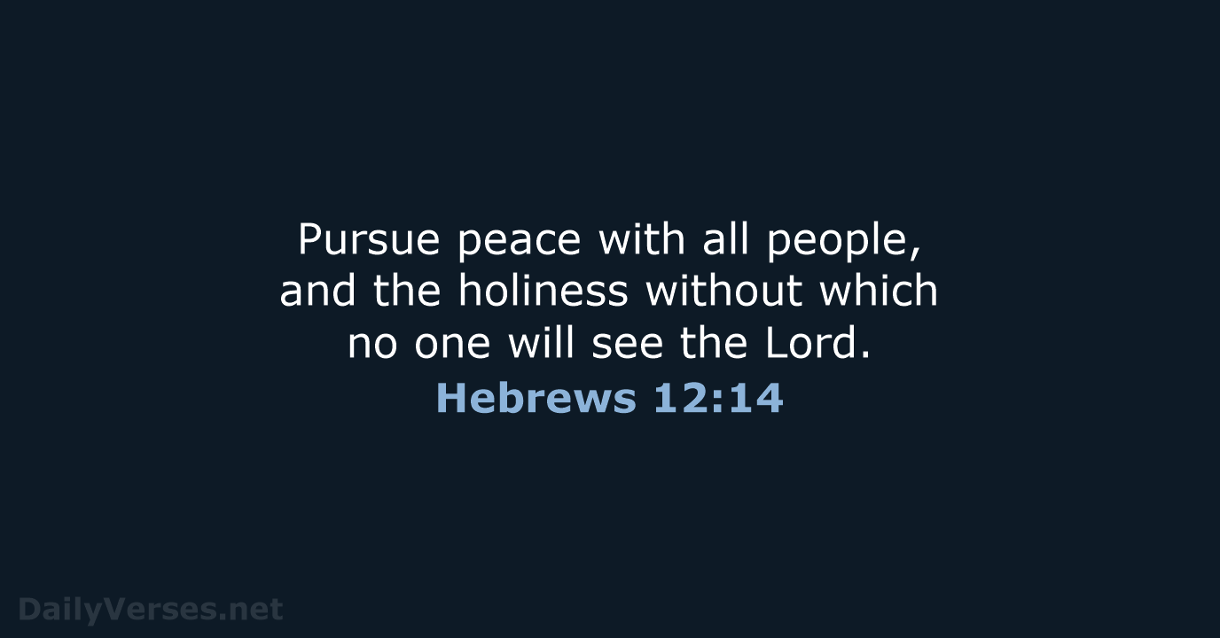 Pursue peace with all people, and the holiness without which no one… Hebrews 12:14