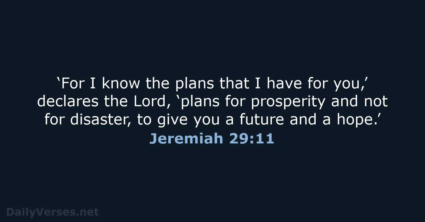 ‘For I know the plans that I have for you,’ declares the… Jeremiah 29:11