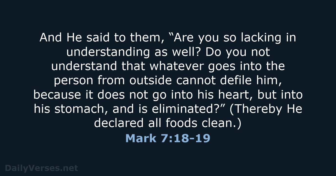 And He said to them, “Are you so lacking in understanding as… Mark 7:18-19