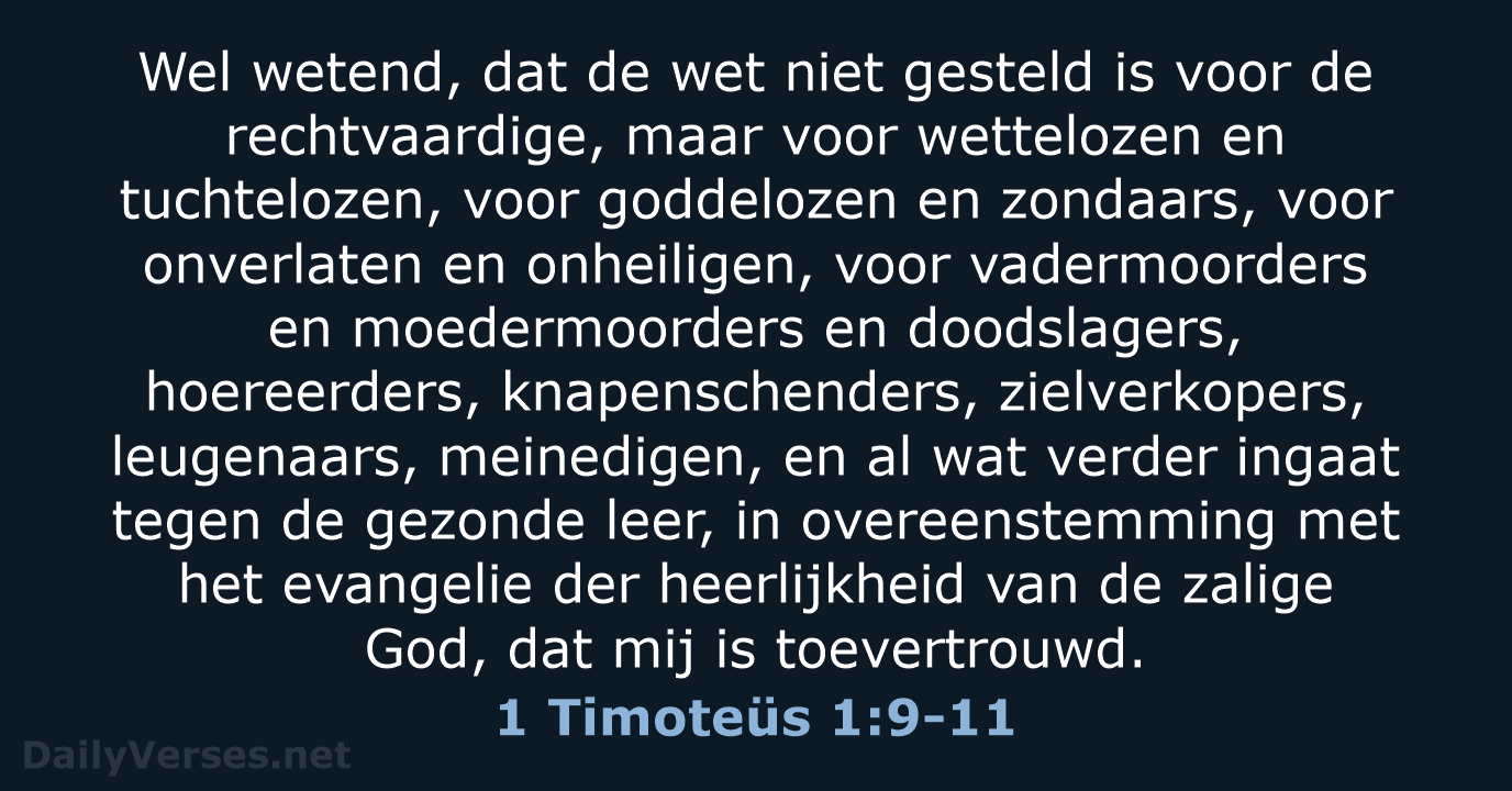 1 Timoteüs 1:9-11 - NBG