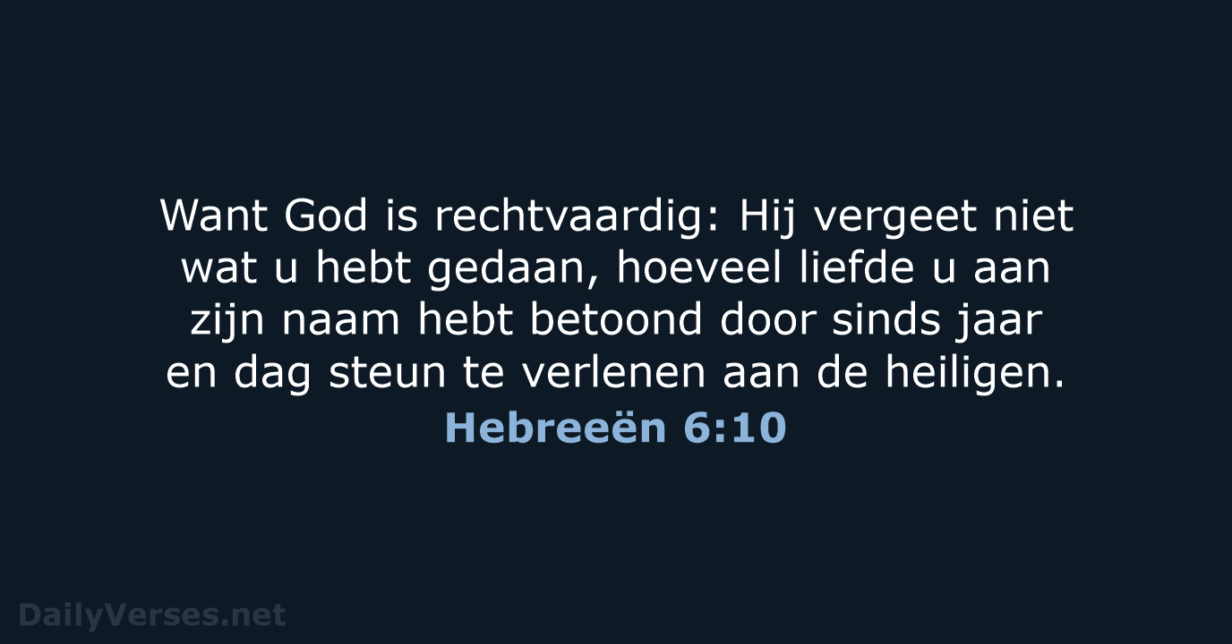 Hebreeën 6:10 - NBV21