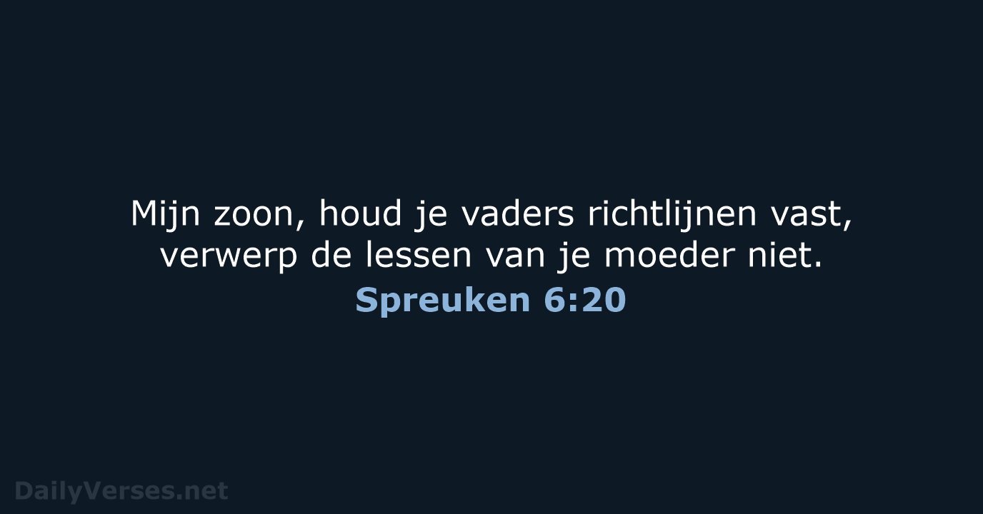 Spreuken 6:20 - NBV21