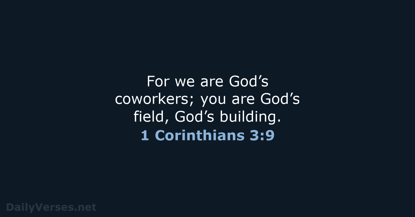 For we are God’s coworkers; you are God’s field, God’s building. 1 Corinthians 3:9