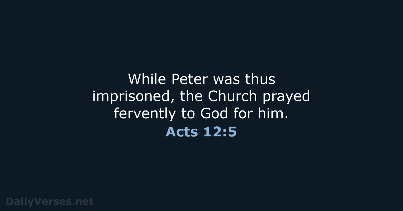 While Peter was thus imprisoned, the Church prayed fervently to God for him. Acts 12:5