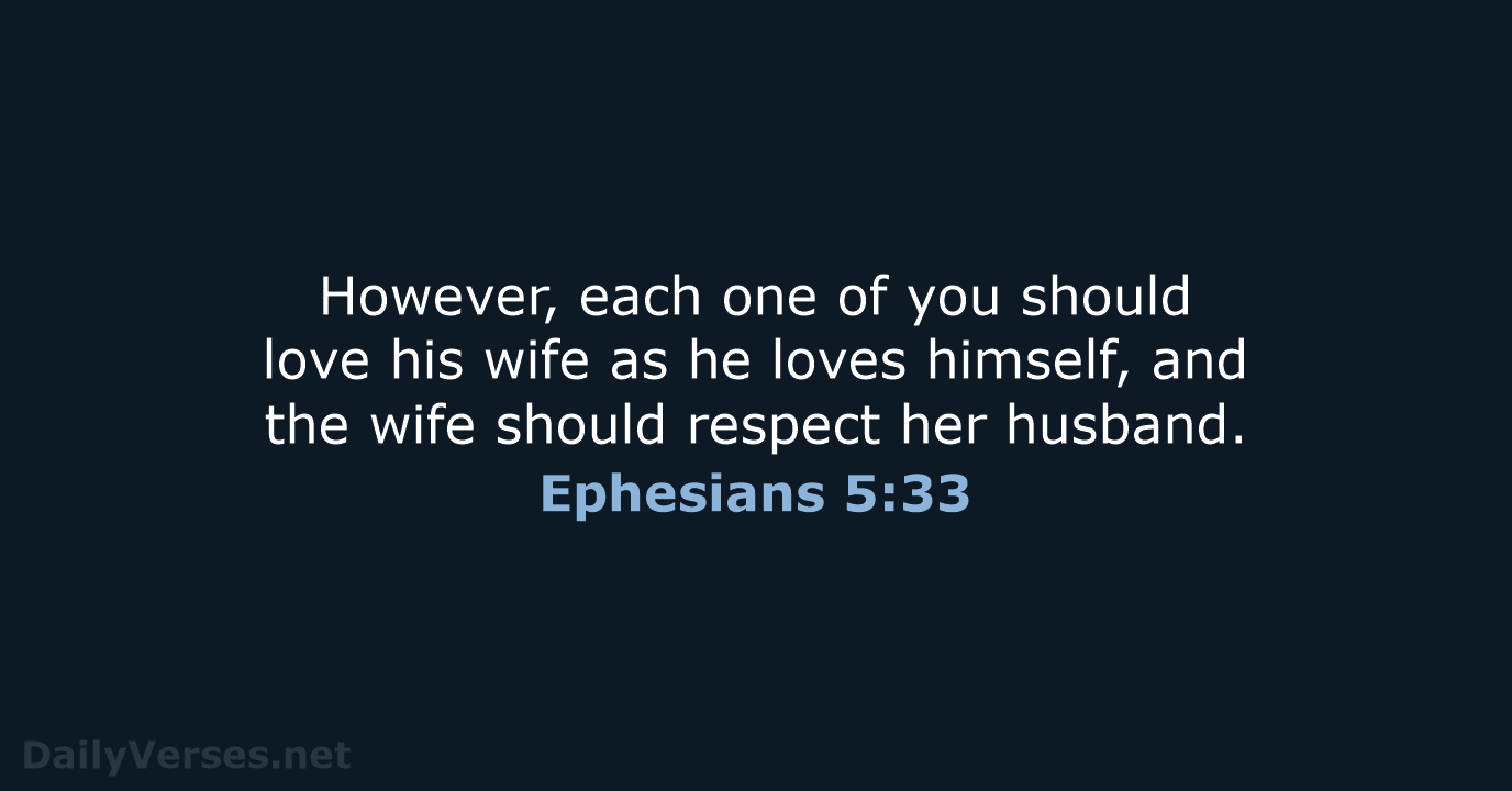 However, each one of you should love his wife as he loves… Ephesians 5:33