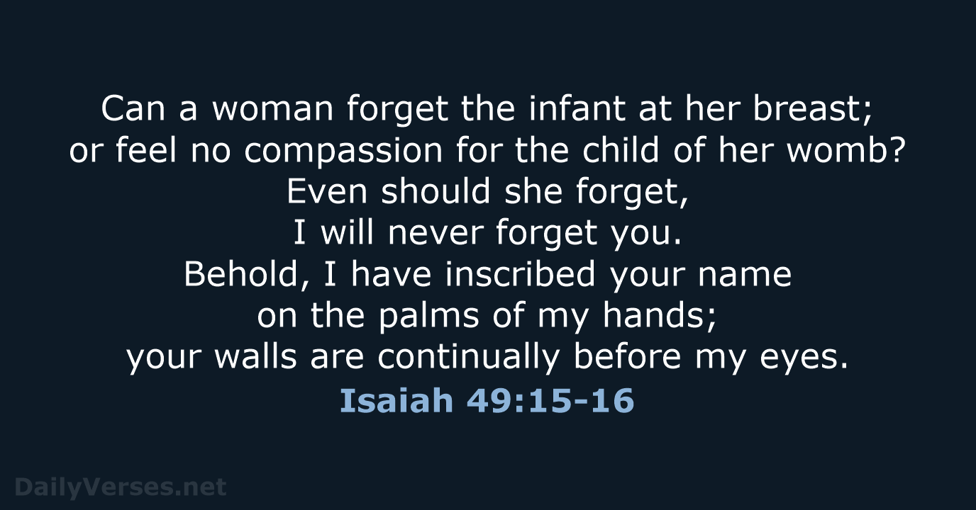 Isaiah 49:15-16 - Bible verse (NCB) 