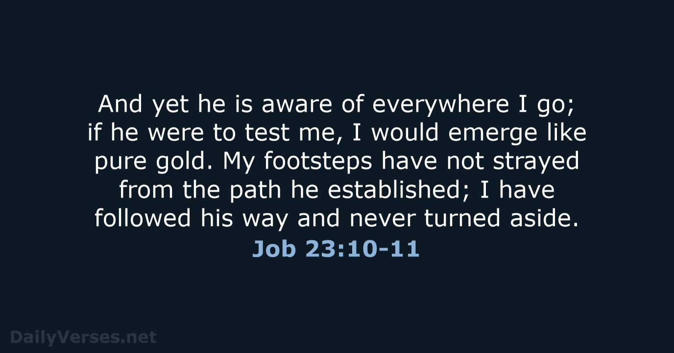And yet he is aware of everywhere I go; if he were… Job 23:10-11