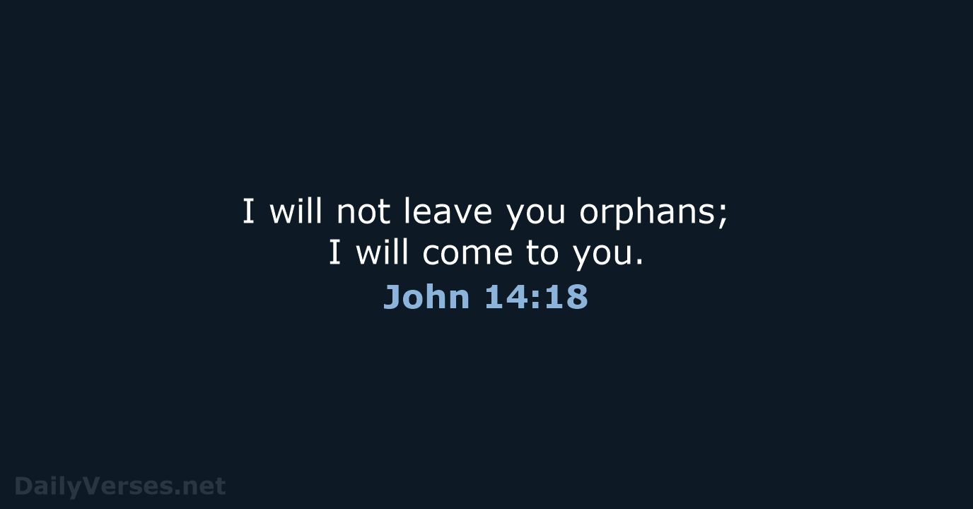 I will not leave you orphans; I will come to you. John 14:18