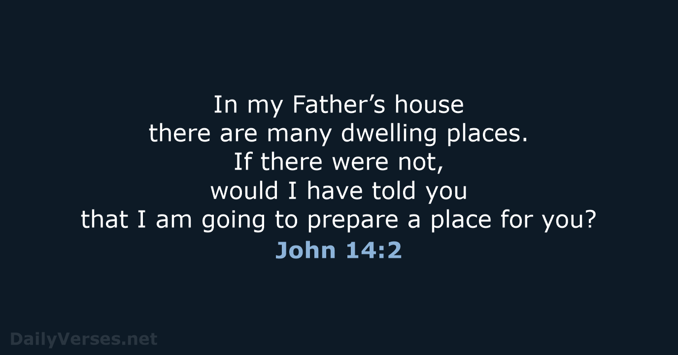 In my Father’s house there are many dwelling places. If there were… John 14:2
