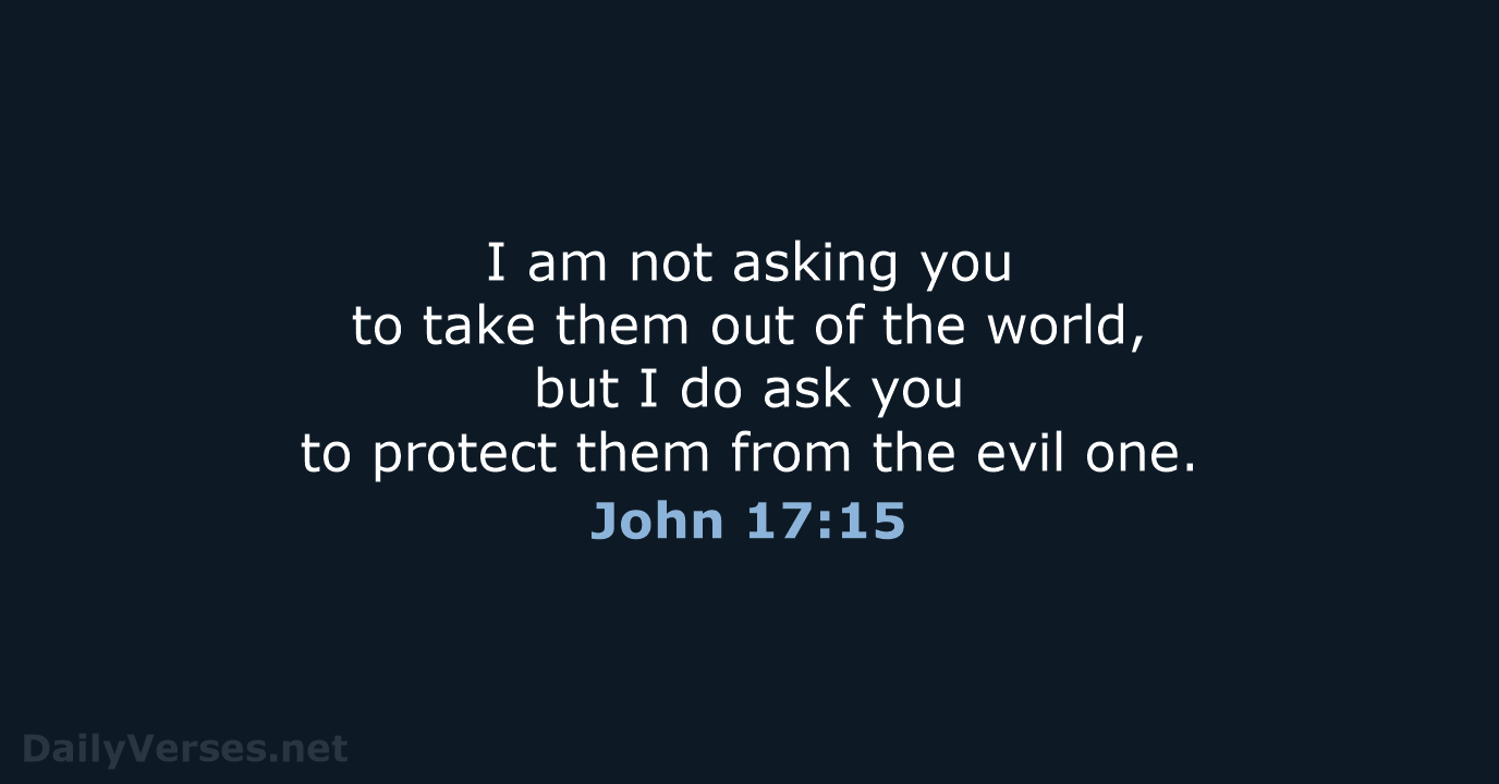 I am not asking you to take them out of the world… John 17:15