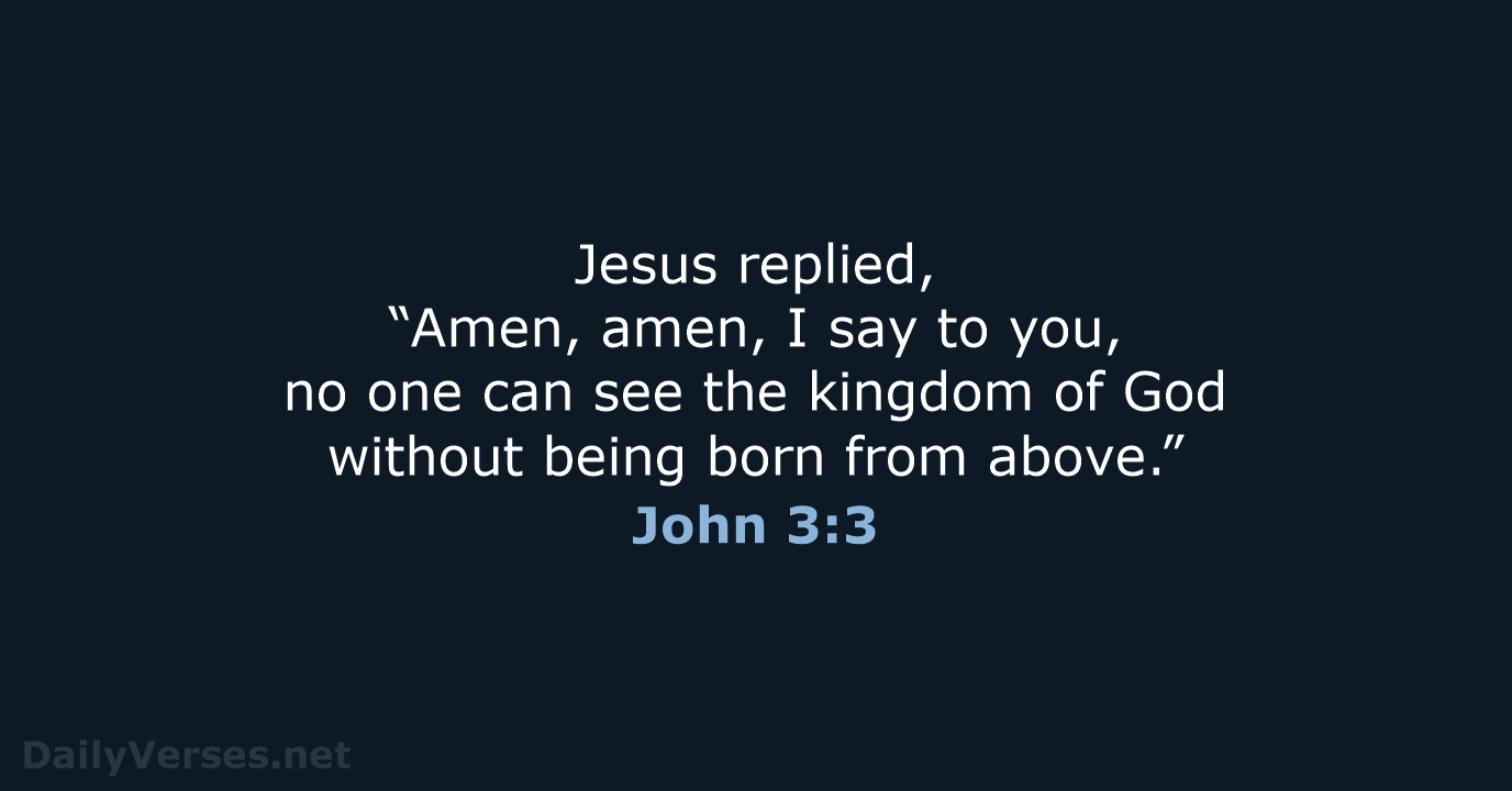 Jesus replied, “Amen, amen, I say to you, no one can see… John 3:3