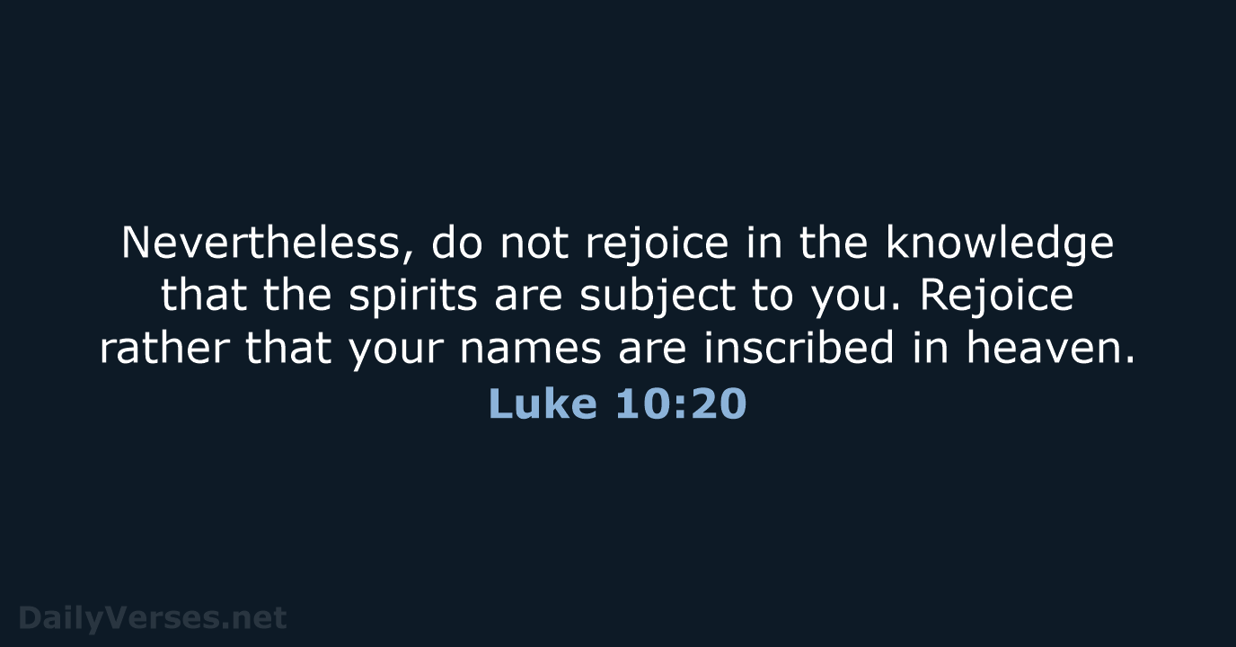 Luke 10:20 - Bible verse (NCB) - DailyVerses.net