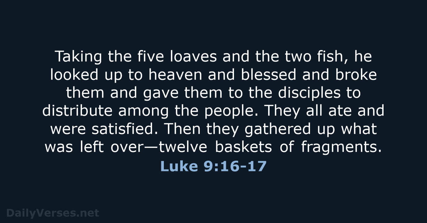 Taking the five loaves and the two fish, he looked up to… Luke 9:16-17