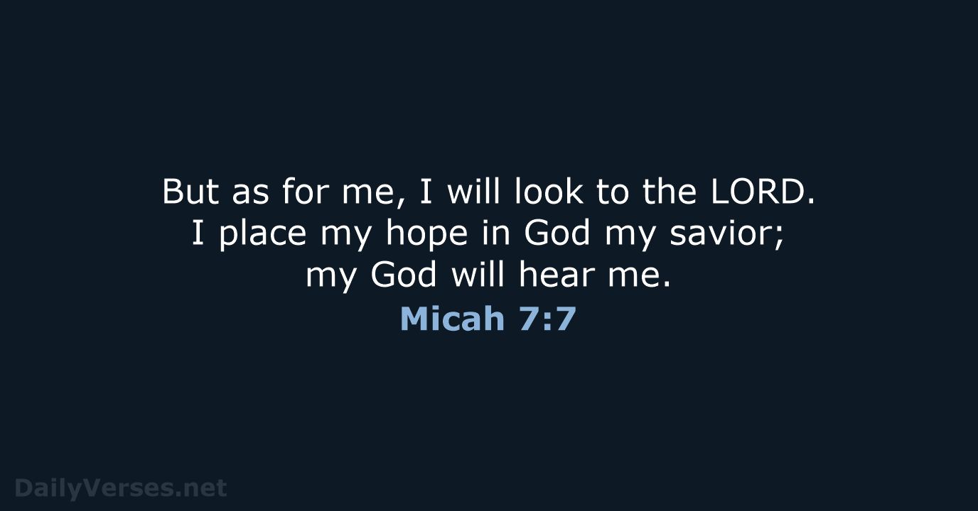 But as for me, I will look to the LORD. I place… Micah 7:7