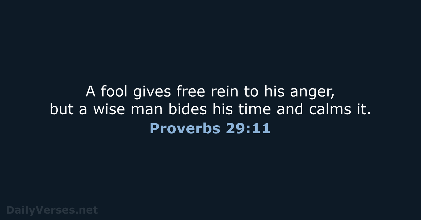 A fool gives free rein to his anger, but a wise man… Proverbs 29:11