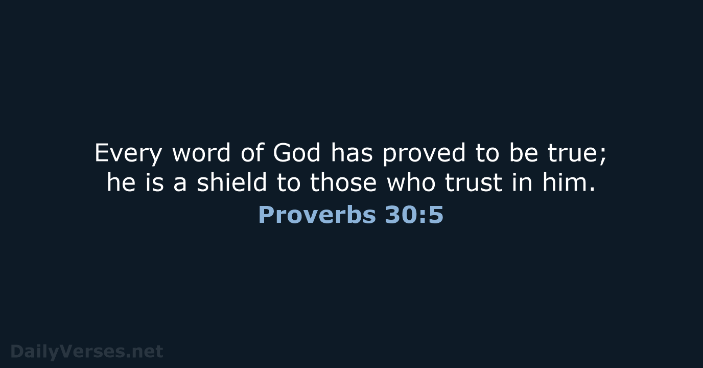 Every word of God has proved to be true; he is a… Proverbs 30:5