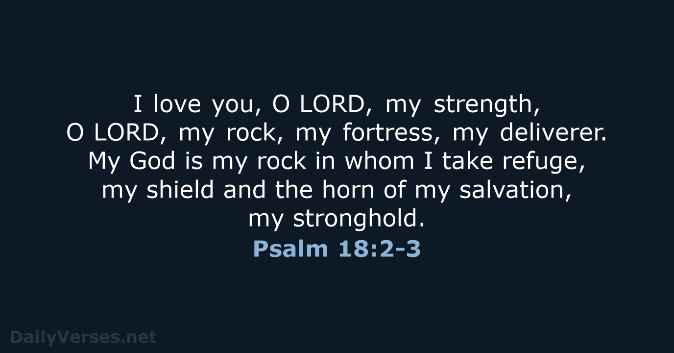 I love you, O LORD, my strength, O LORD, my rock, my fortress, my… Psalm 18:2-3