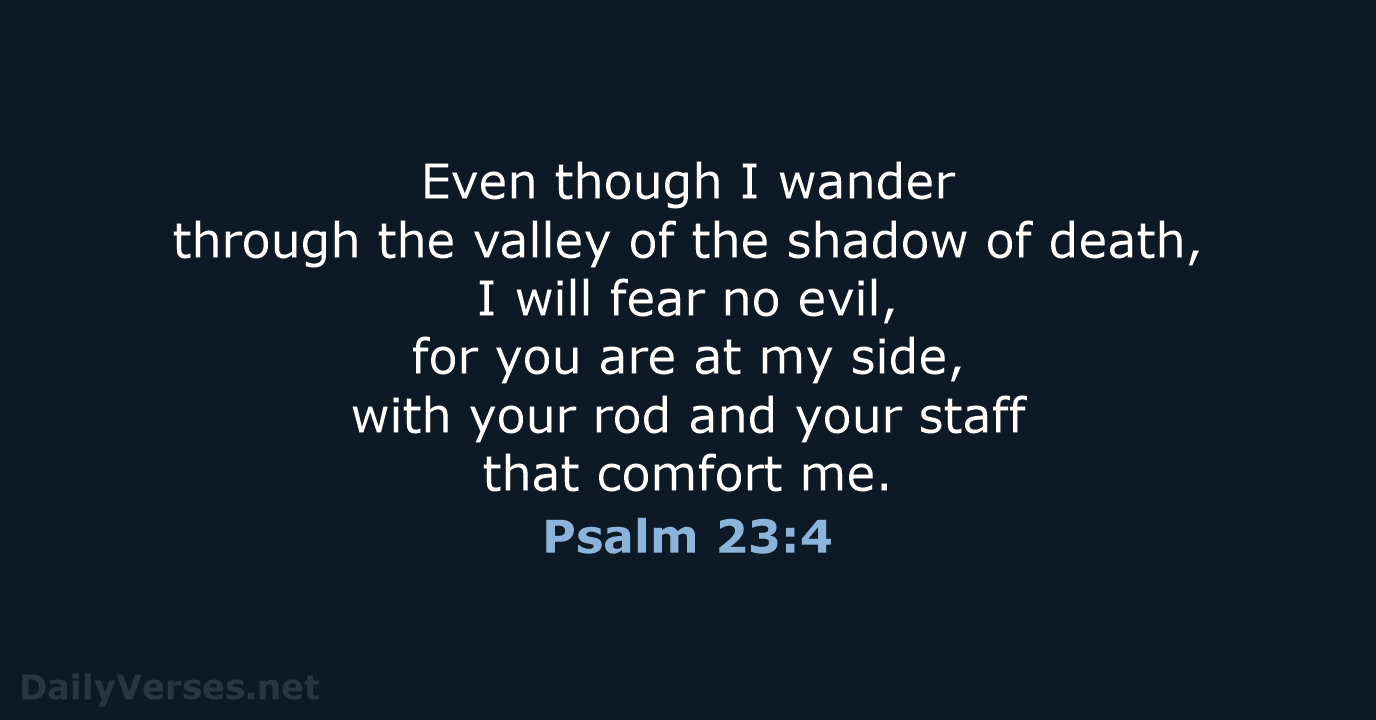 Even though I wander through the valley of the shadow of death… Psalm 23:4