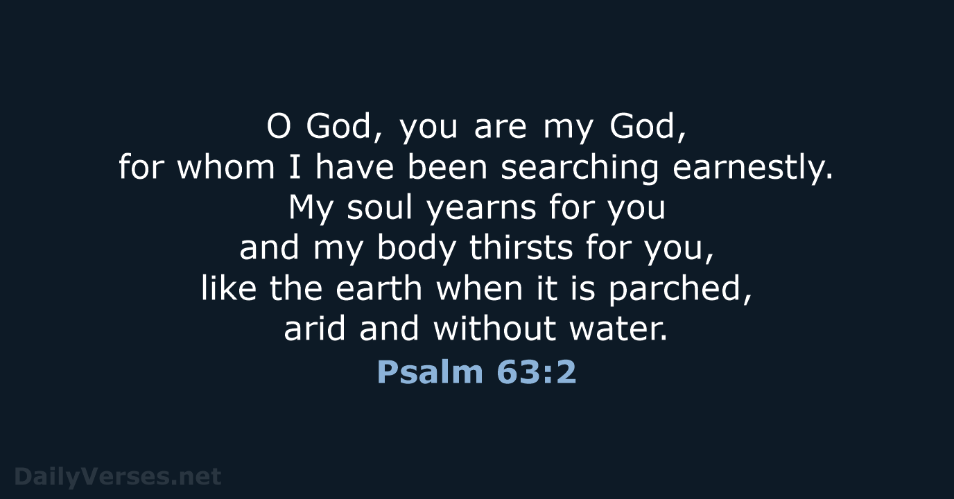 O God, you are my God, for whom I have been searching earnestly… Psalm 63:2