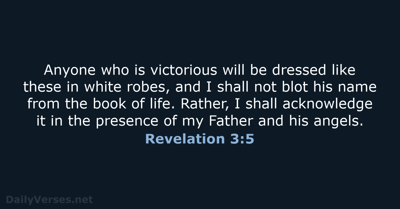 Anyone who is victorious will be dressed like these in white robes… Revelation 3:5
