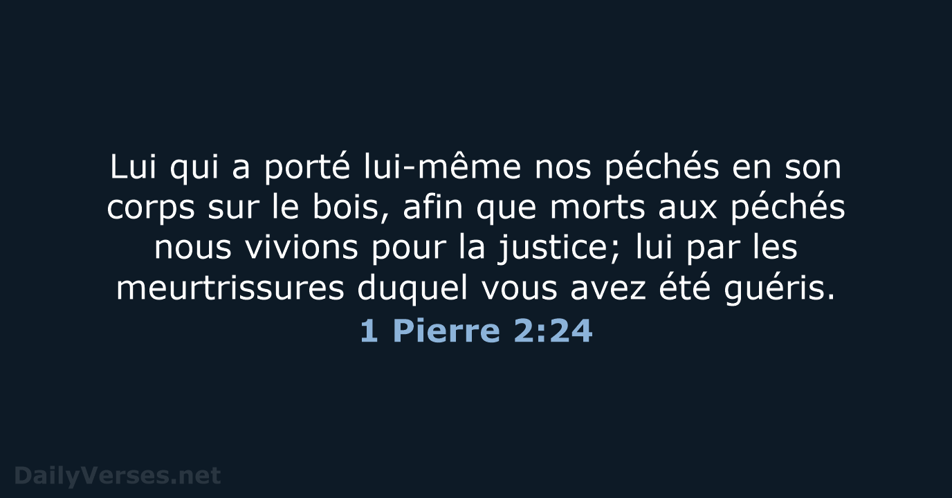 Lui qui a porté lui-même nos péchés en son corps sur le… 1 Pierre 2:24