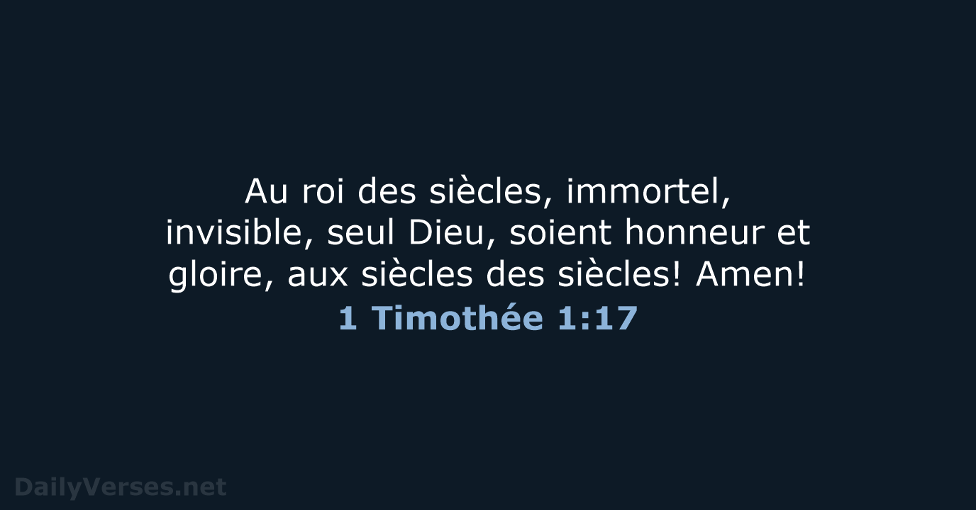 1 Timothée 1:17 - NEG79