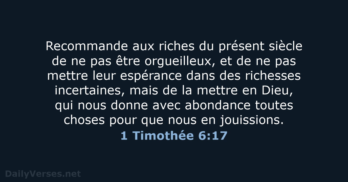 1 Timothée 6:17 - NEG79