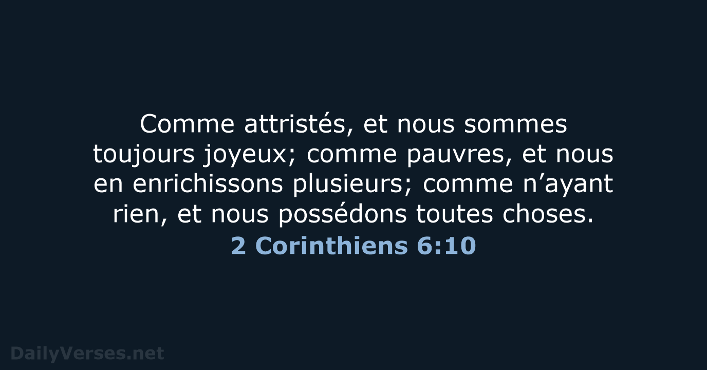 2 Corinthiens 6:10 - NEG79